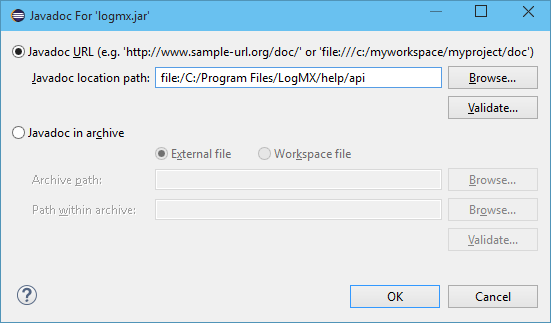 Javadoc location for LogMX jar file (LogMX Parsers project)